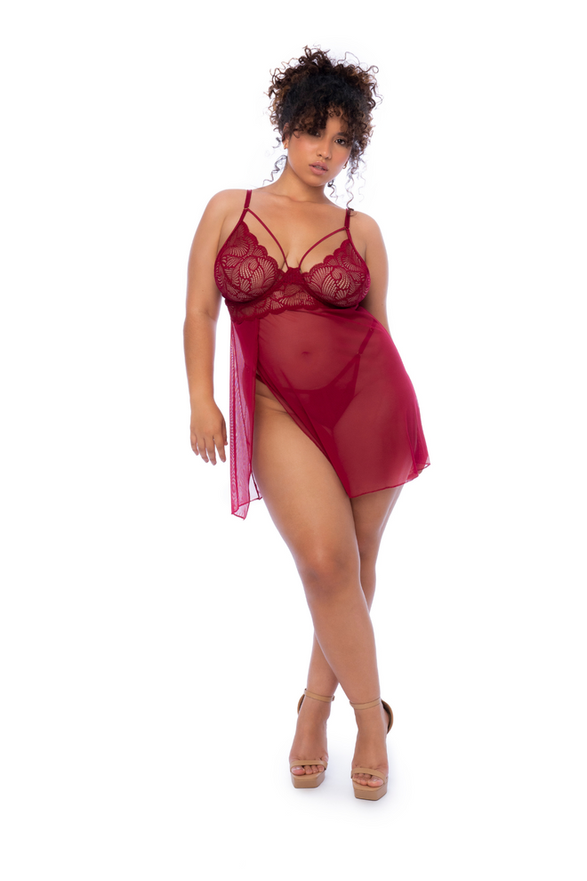 Midnight Rose Babydoll Set Plus