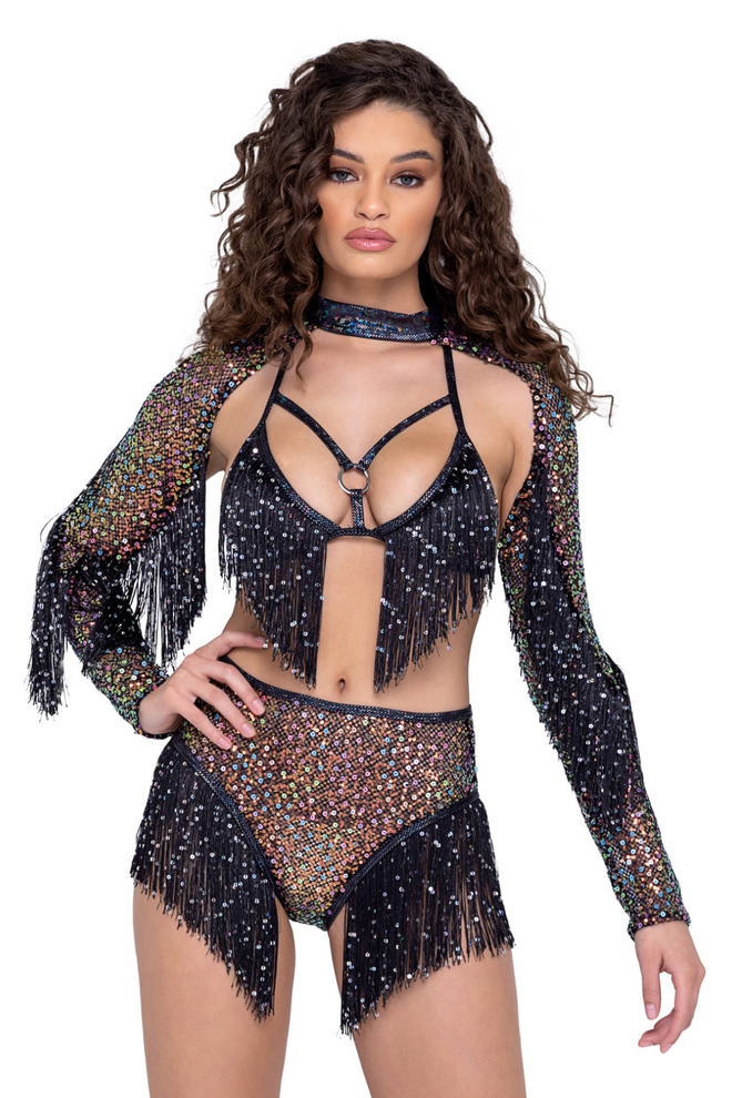 Sequin Fishnet Shrug