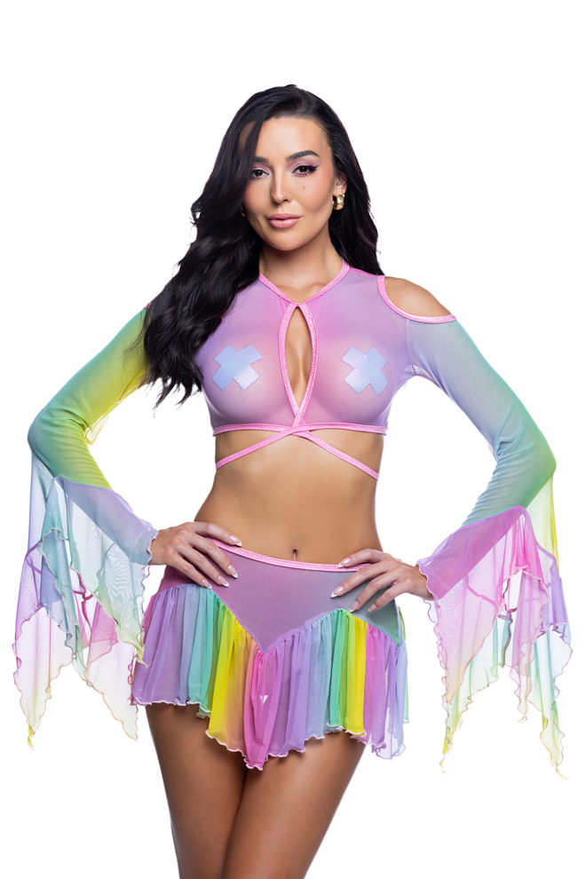 Pastel Flow Top & Skirt Set