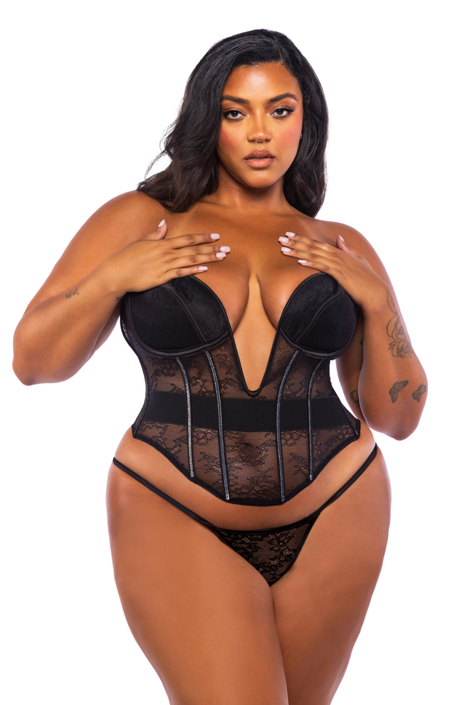 Belle Noir 2-Piece Corset Set Plus