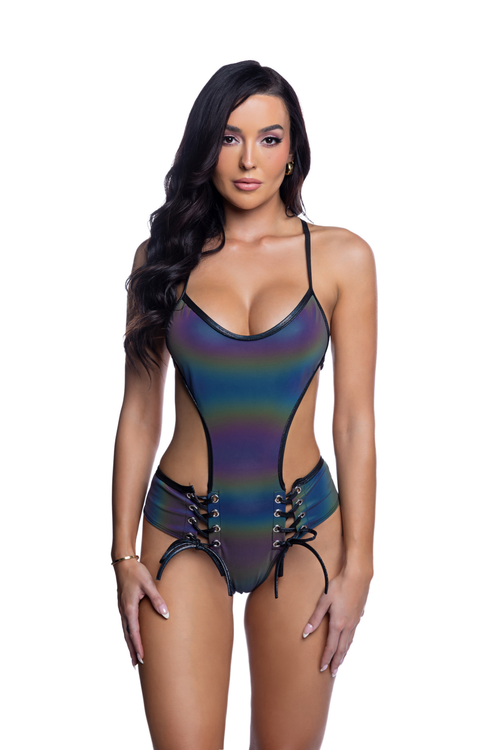 Reflective Lace-Up Bodysuit