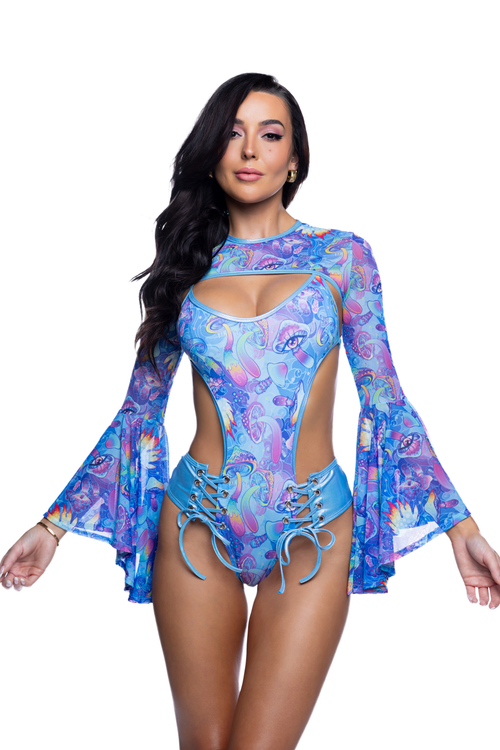 Mushroom Lace-Up Bodysuit